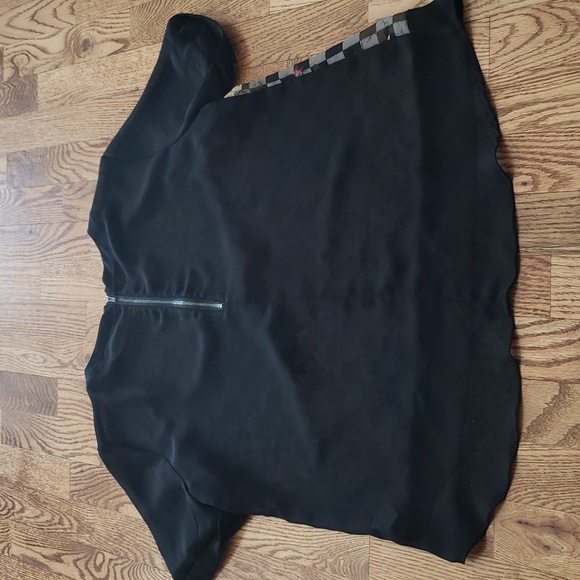 (M) Halogen Slightly Sheer Checkered Floral Print Top Lightweight Loose Fit - Picture 6 of 6